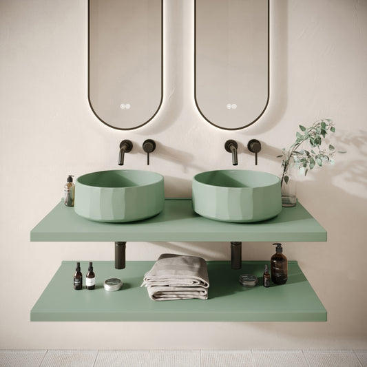 Bancone Seafoam Concrete Wall Mounted Countertop Shelf 1200mm