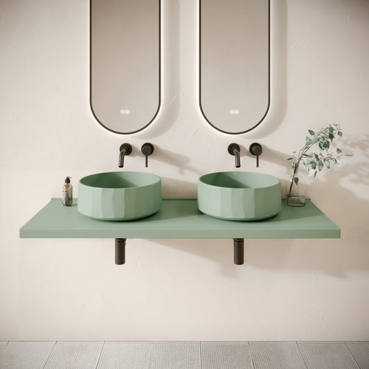 Bancone Seafoam Concrete Wall Mounted Countertop Shelf 1400mm