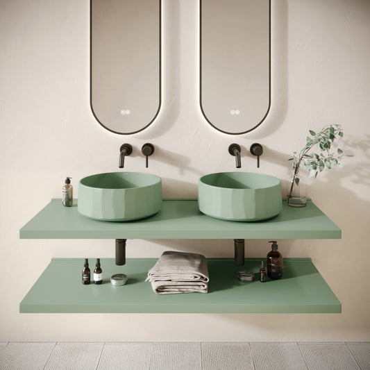 Bancone Seafoam Concrete Wall Mounted Countertop Shelf 1400mm