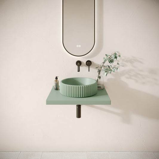 Bancone Seafoam Concrete Wall Mounted Countertop Shelf 600mm