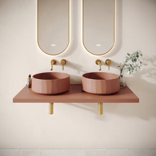 Bancone Terracotta Concrete Wall Mounted Countertop Shelf 1200mm
