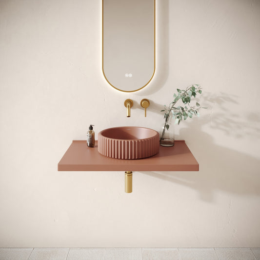 Bancone Terracotta Concrete Wall Mounted Countertop Shelf 800mm