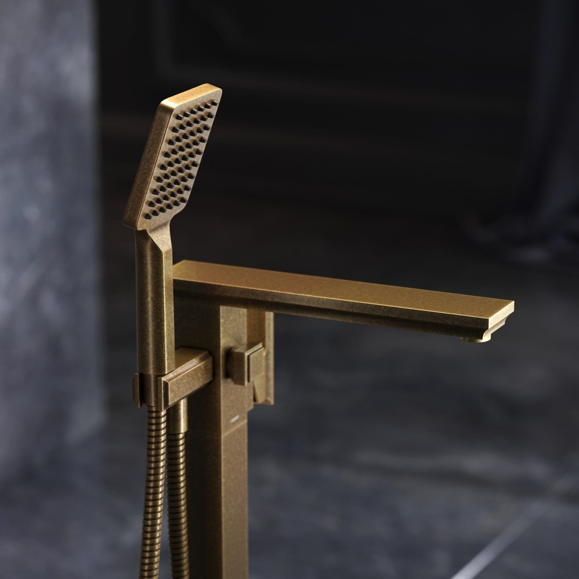 Baroque Aged Bronze Floorstanding Bath Shower Mixer Tap