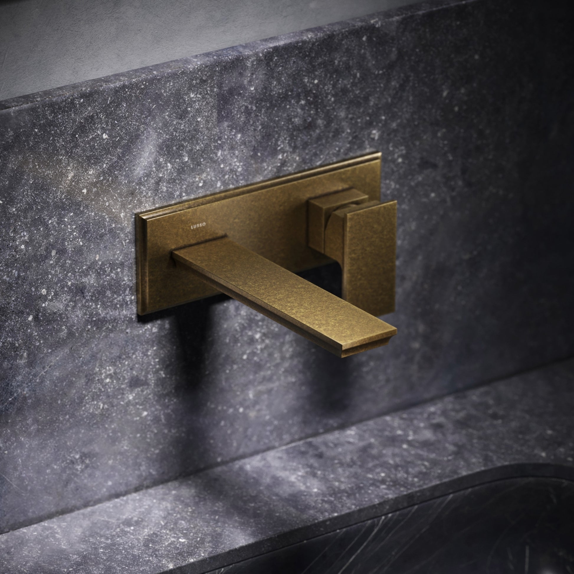 Baroque Aged Bronze Wall Mounted Basin Mixer Tap