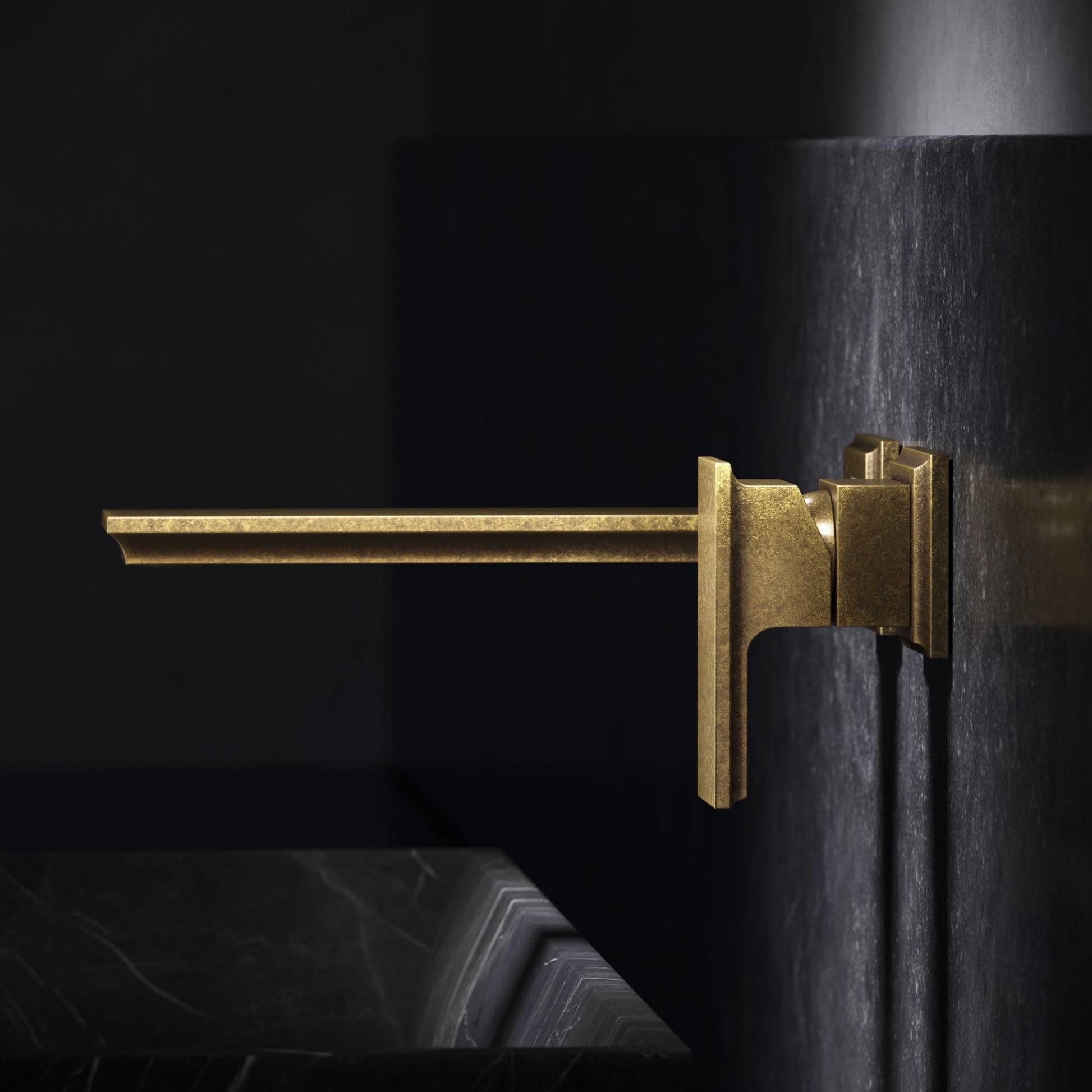 Baroque Aged Bronze Wall Mounted Basin Mixer Tap V2