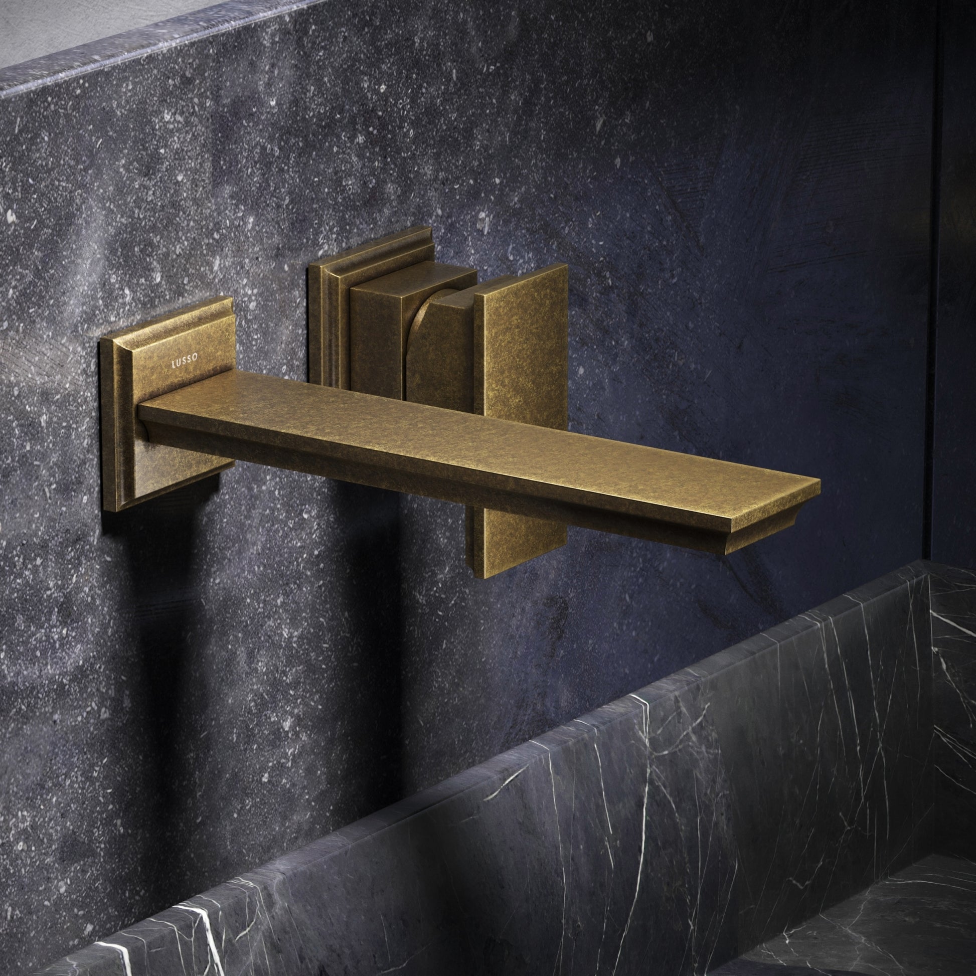 Baroque Aged Bronze Wall Mounted Basin Mixer Tap V2