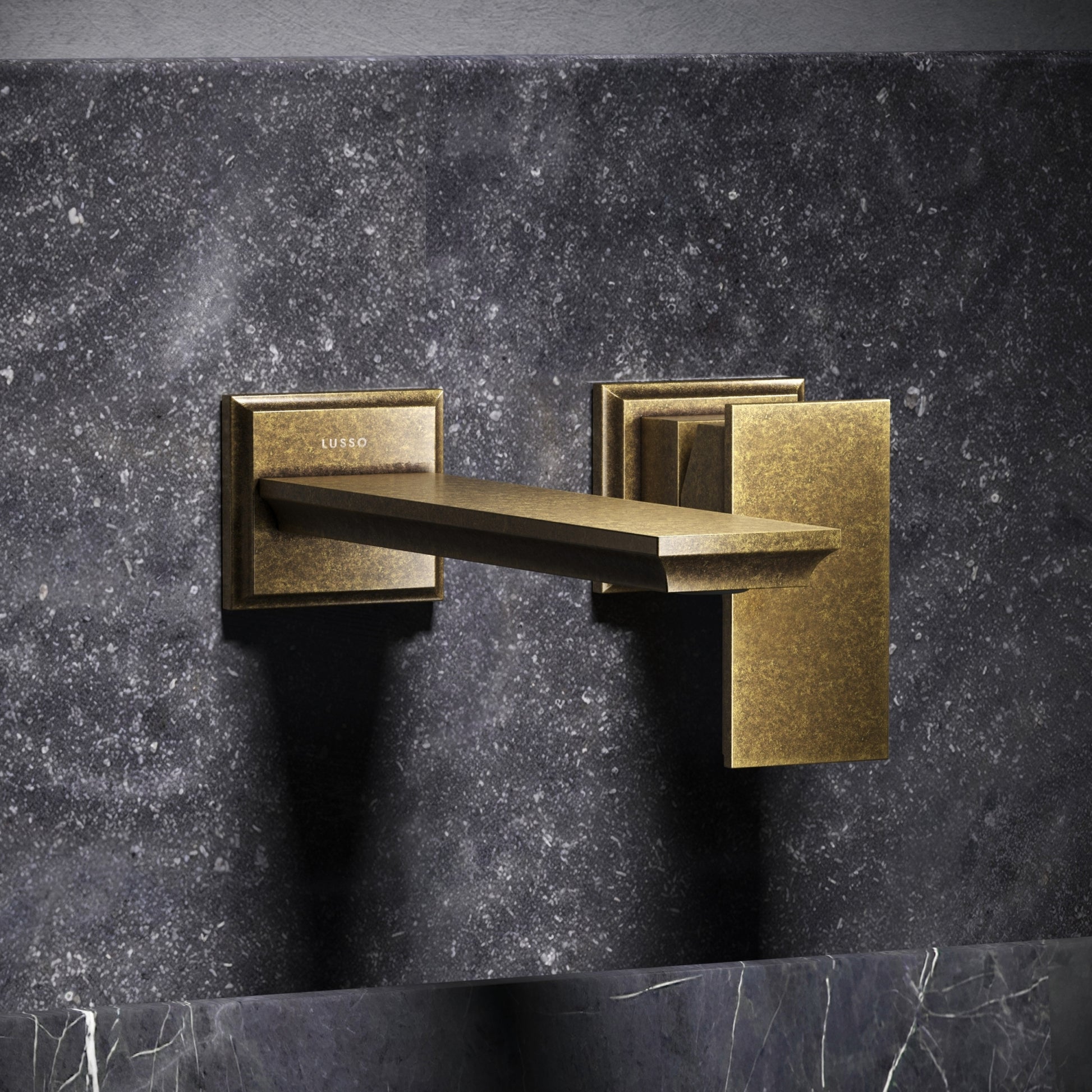 Baroque Aged Bronze Wall Mounted Basin Mixer Tap V2