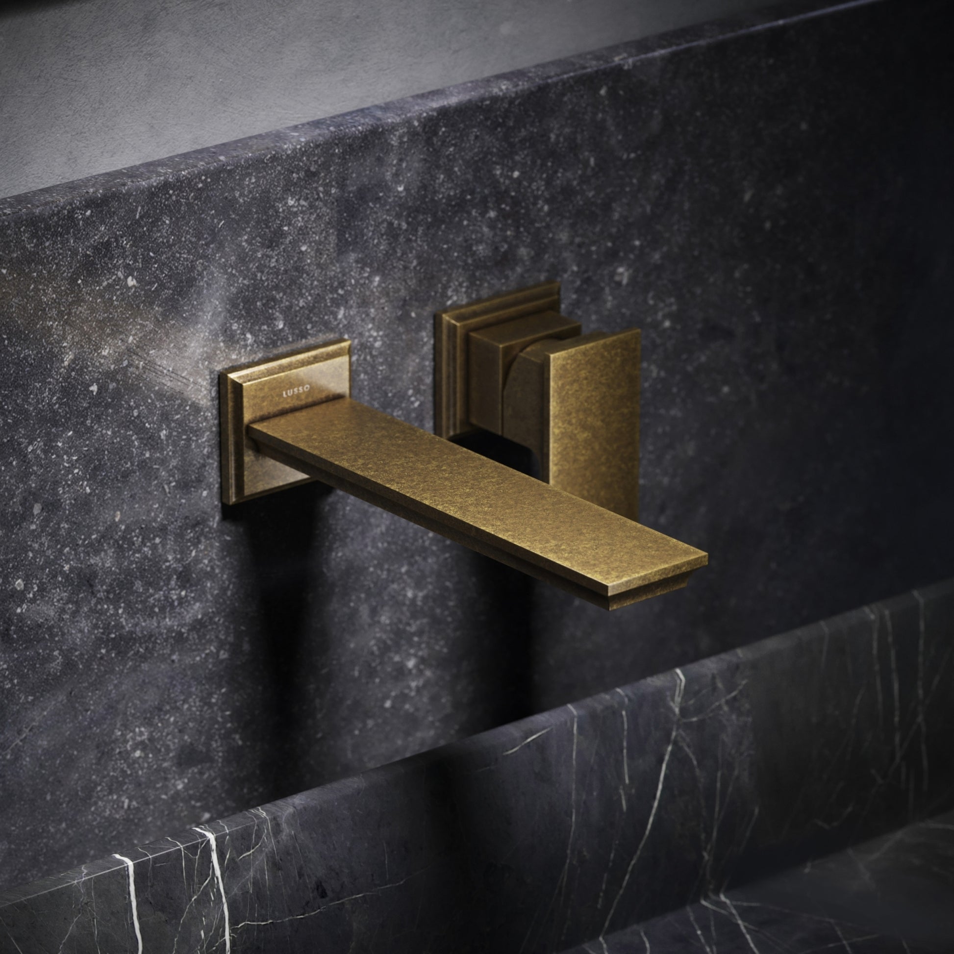 Baroque Aged Bronze Wall Mounted Basin Mixer Tap V2