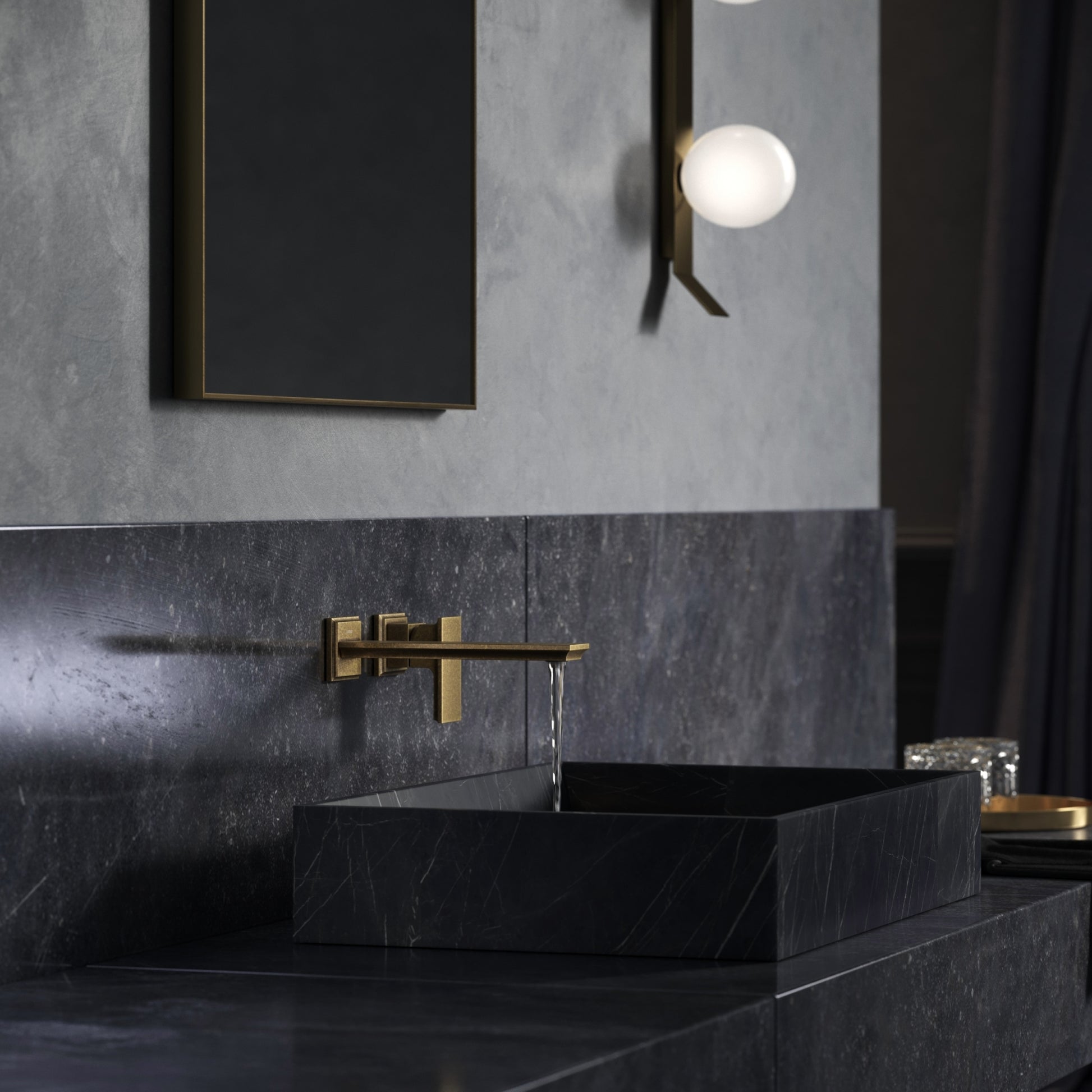 Baroque Aged Bronze Wall Mounted Basin Mixer Tap V2
