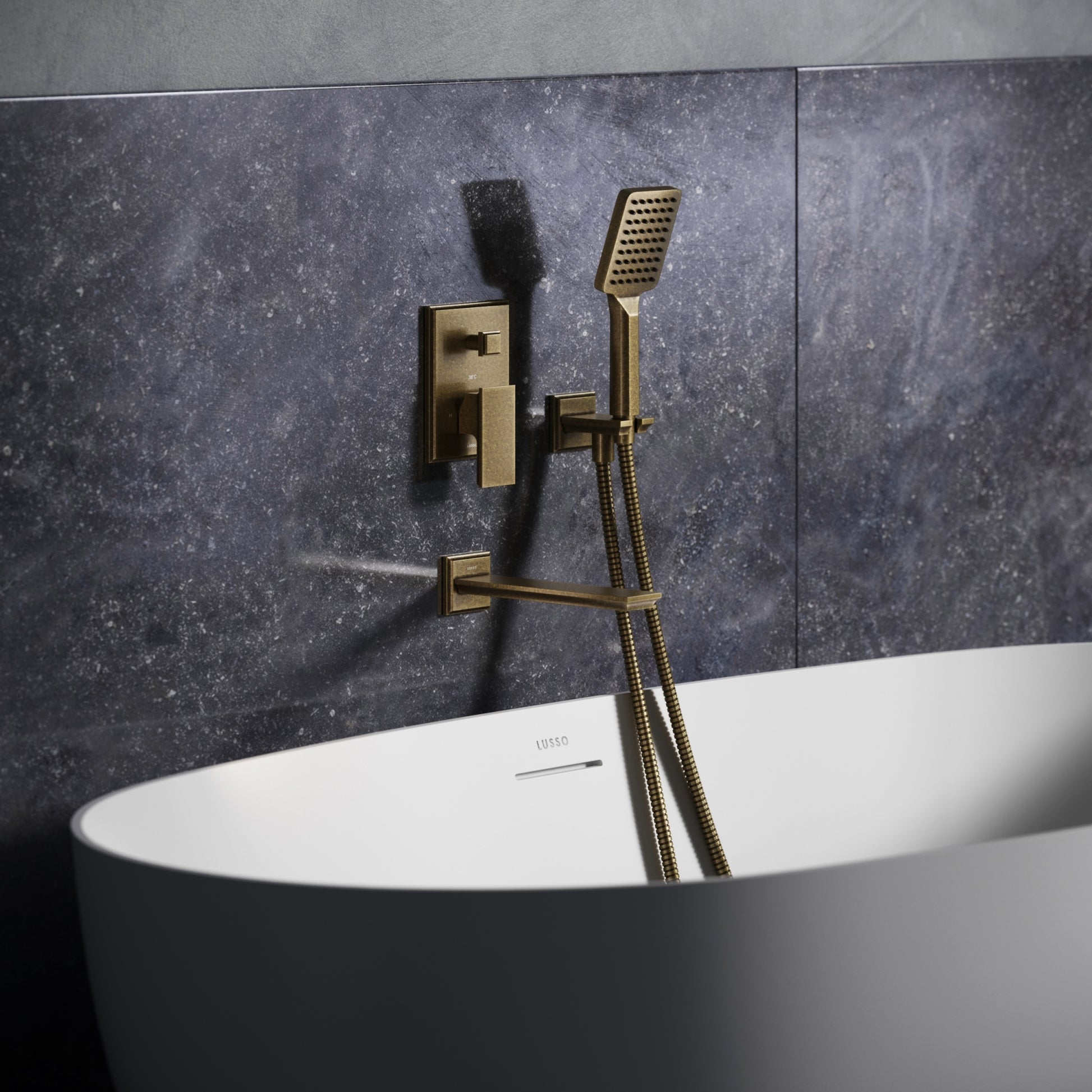 Baroque Aged Bronze Wall Mounted Bath Shower Mixer Tap