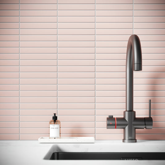 Baton Mosaic Angelic Pink Matte Porcelain Wall Tile