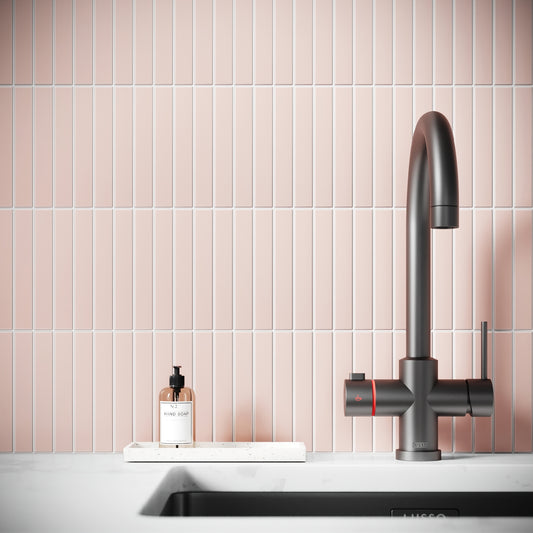Baton Mosaic Angelic Pink Matte Porcelain Wall Tile