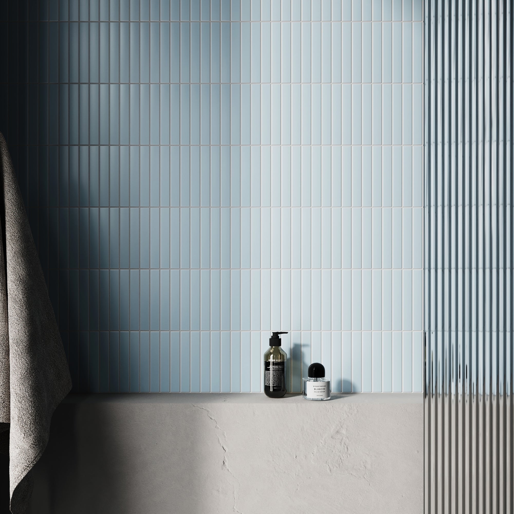 Baton Color:blue Baton Mosaic Delicate Blue Matte Wall Tile 296x300mm - LUSSO