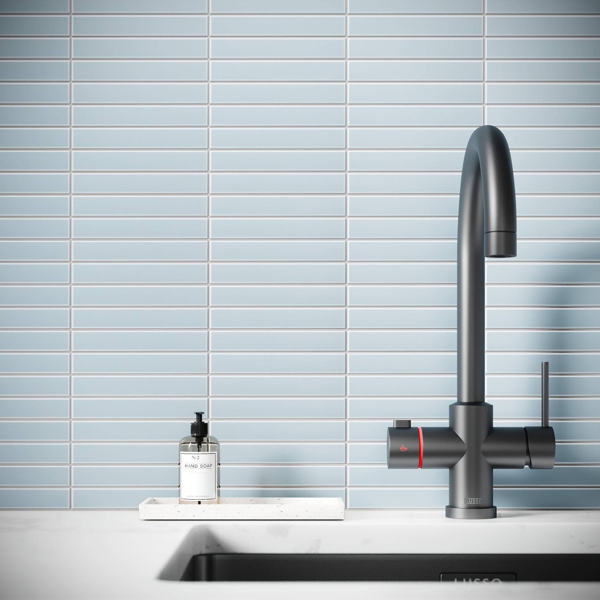 Baton Mosaic Delicate Blue Matte Porcelain Wall Tile