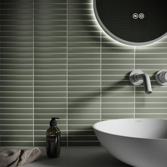 Baton Mosaic Gentle Sage Green Matte Porcelain Wall Tile