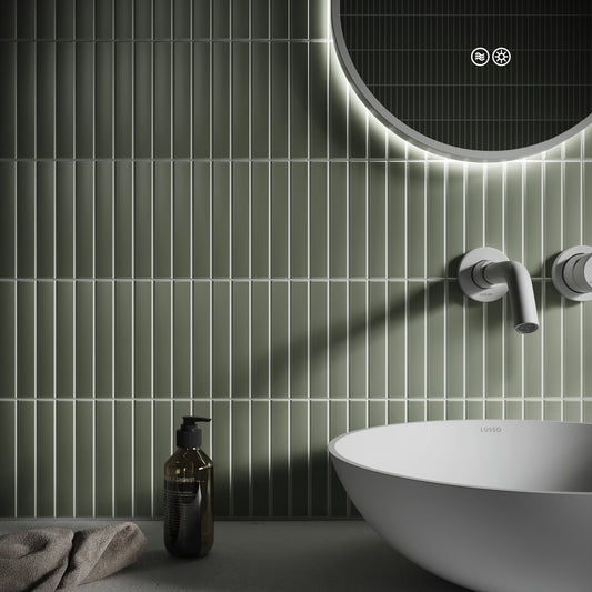 Baton Mosaic Gentle Sage Green Matte Porcelain Wall Tile