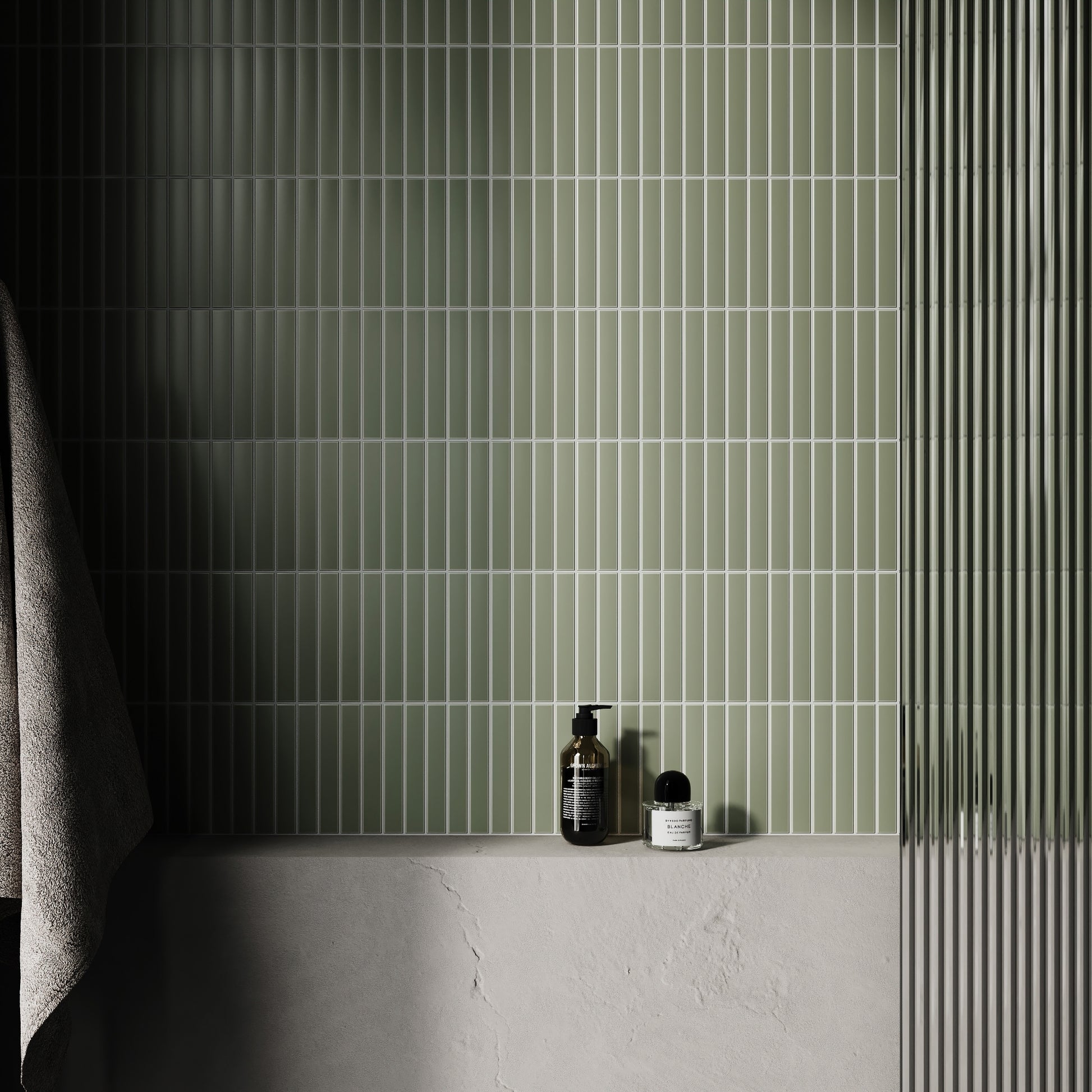 Baton Mosaic Gentle Sage Green Matte Porcelain Wall Tile