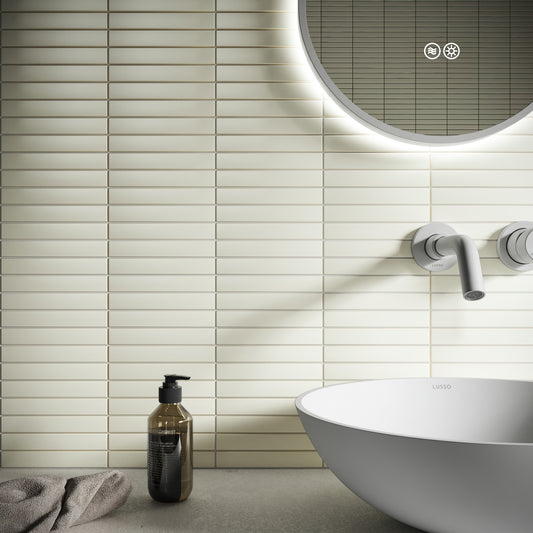 Baton Mosaic Soft Ivory Matte Porcelain Wall Tile