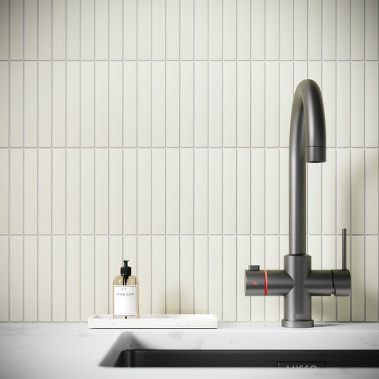 Baton Mosaic Soft Ivory Matte Porcelain Wall Tile