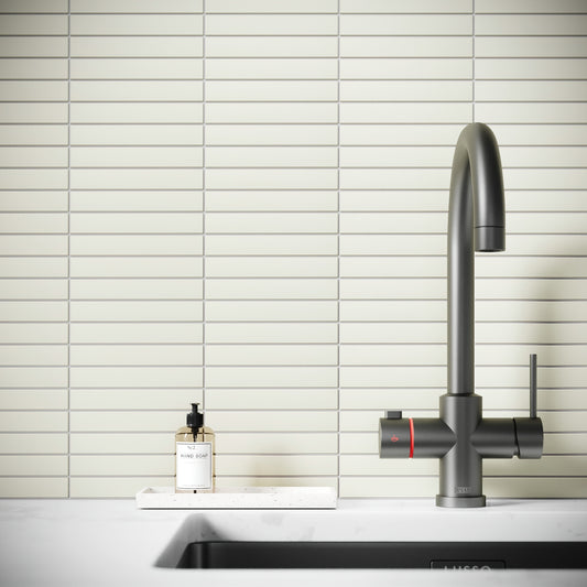 Baton Mosaic Soft Ivory Matte Porcelain Wall Tile