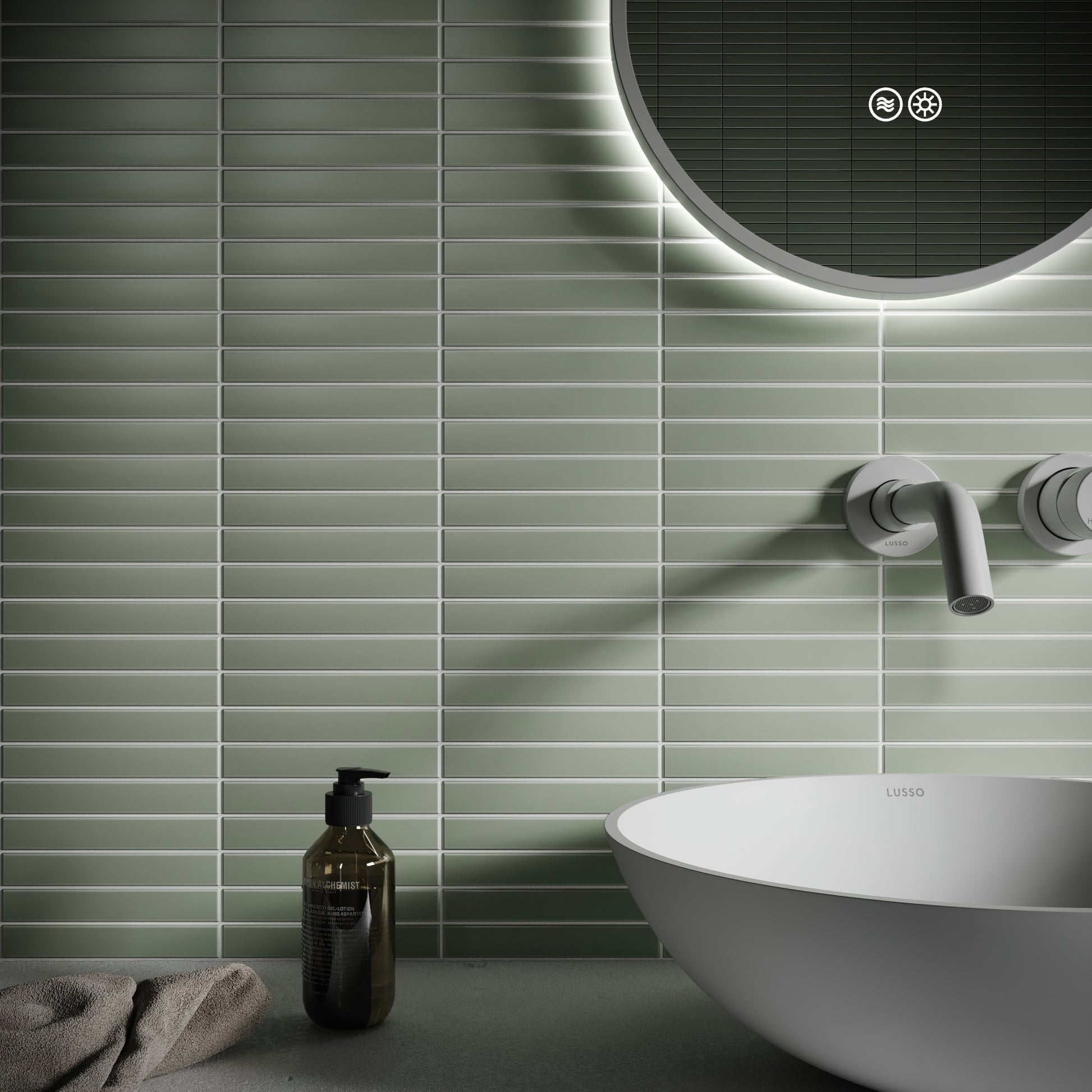 Baton Mosaic Soft Pear Green Matte Porcelain Wall Tile