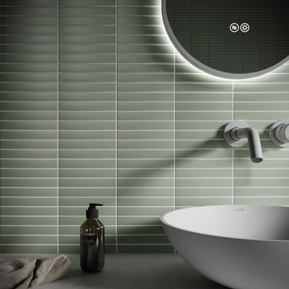 Baton Mosaic Soft Pear Green Matte Porcelain Wall Tile