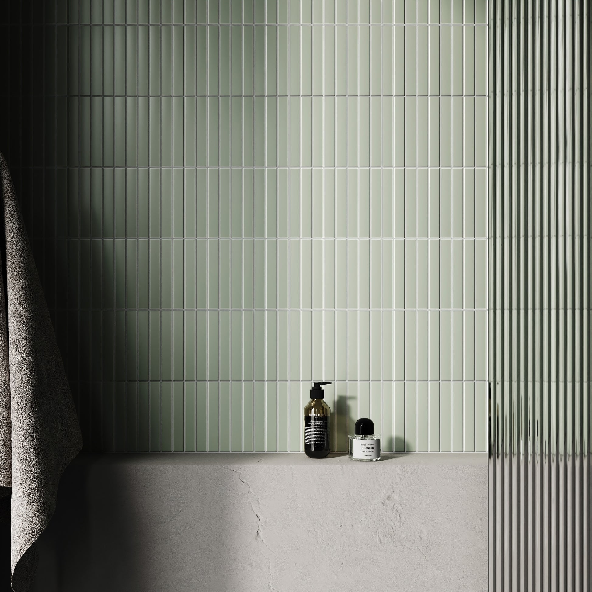 Baton Mosaic Soft Pear Green Matte Porcelain Wall Tile