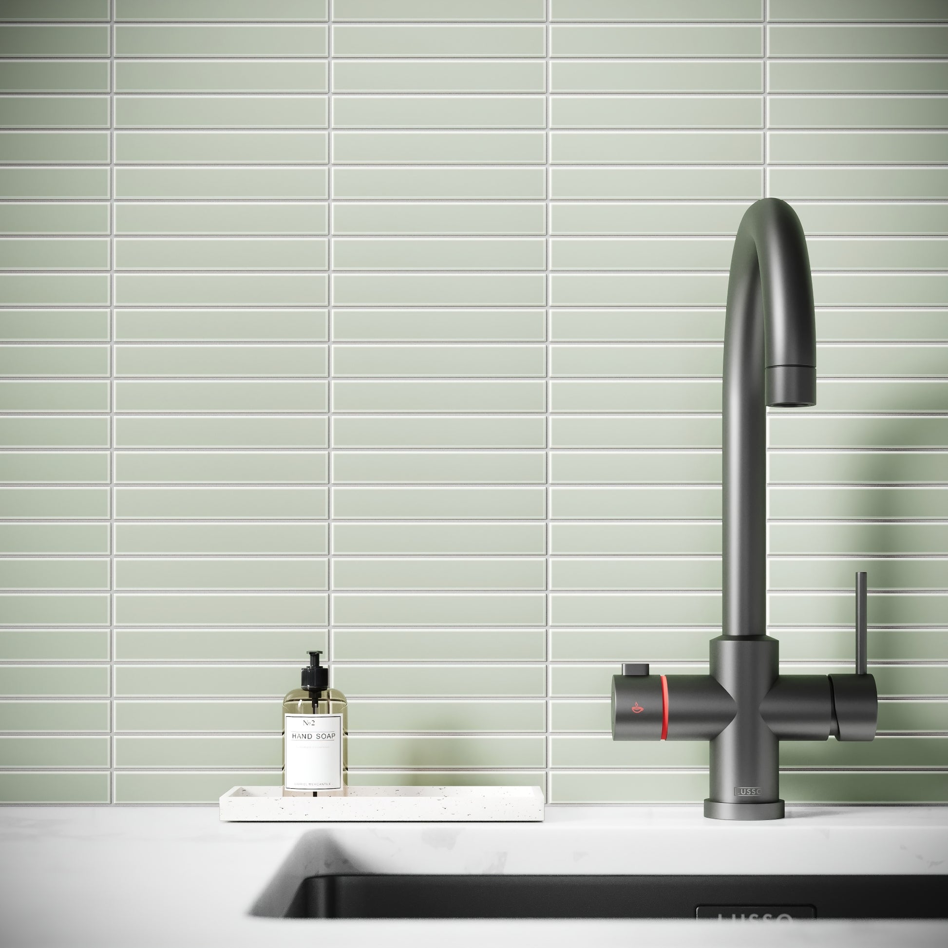 Baton Mosaic Soft Pear Green Matte Porcelain Wall Tile