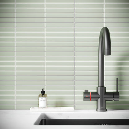 Baton Mosaic Soft Pear Green Matte Porcelain Wall Tile