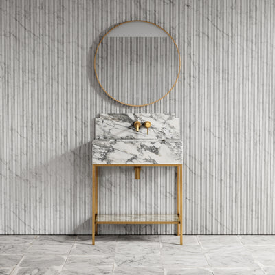 Belgravia Brushed Gold & Arabescato Marble Vanity Unit 800mm
