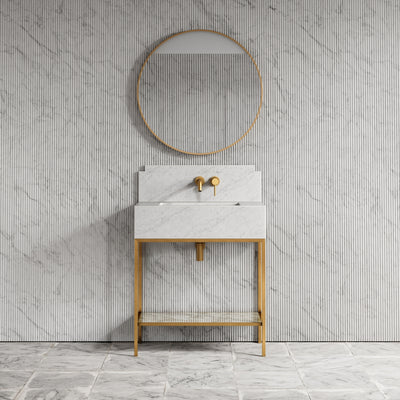 Belgravia Brushed Gold & Carrara Marble Vanity Unit 800mm