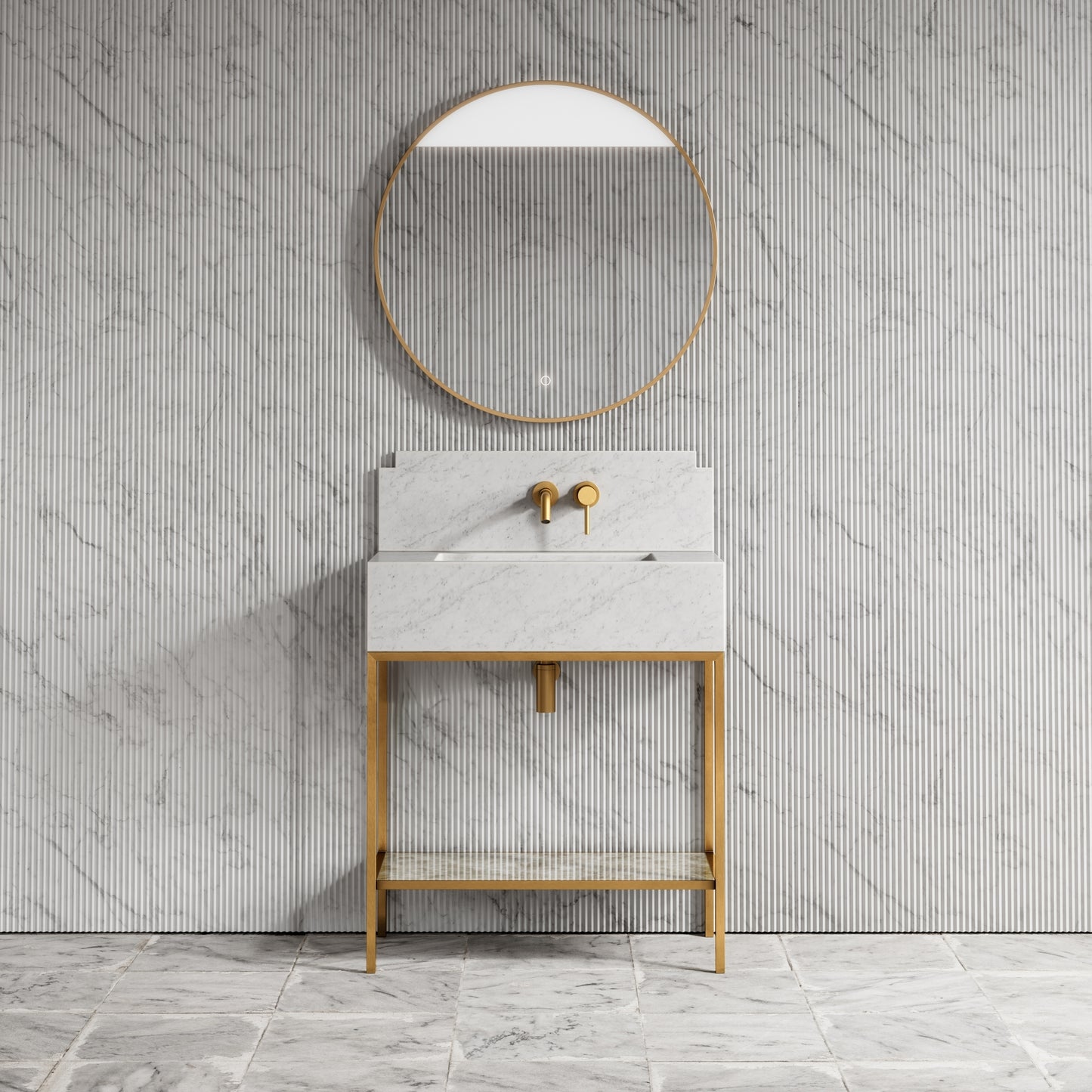 Belgravia Brushed Gold & Carrara Marble Vanity Unit 800mm