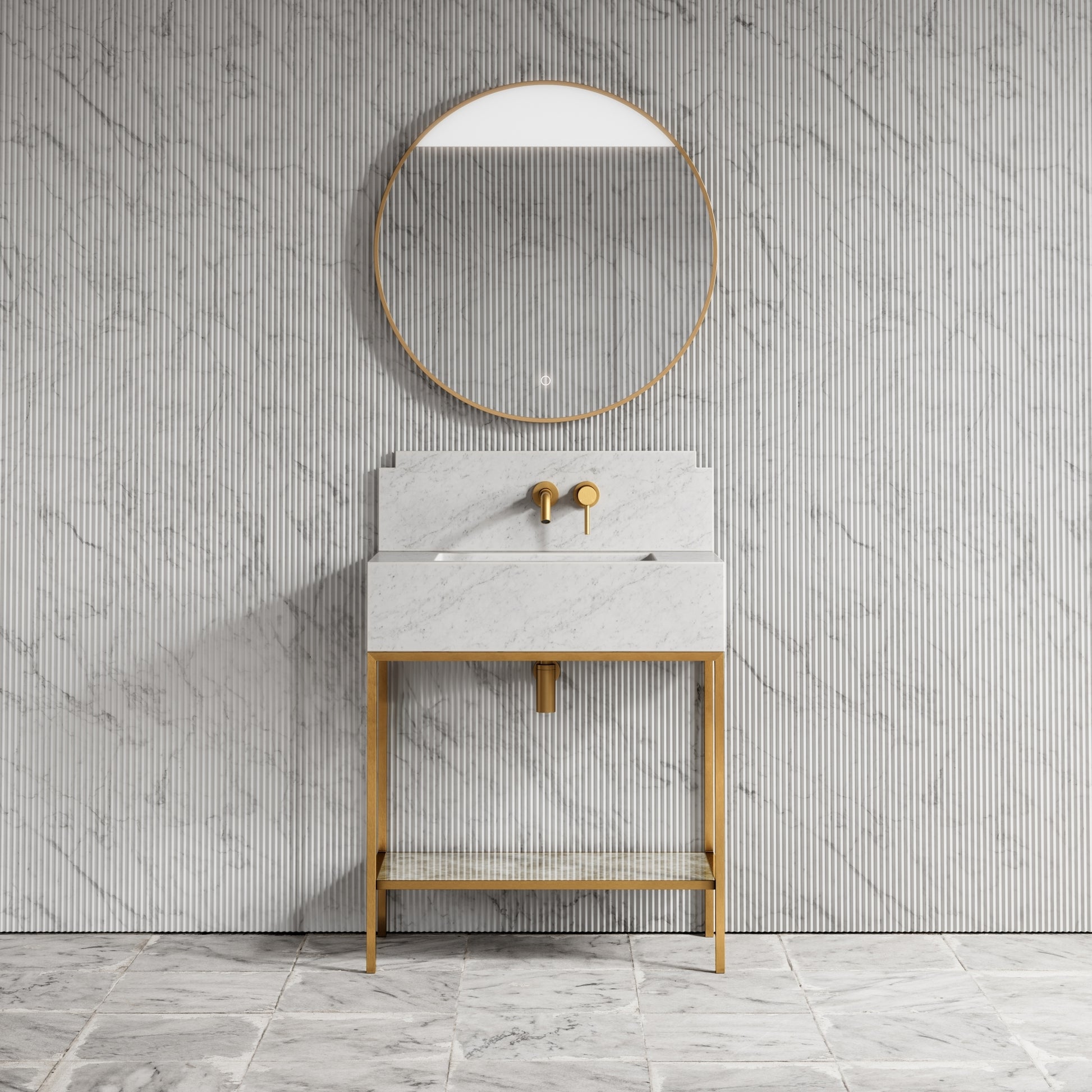 Belgravia Brushed Gold & Carrara Marble Vanity Unit 800mm