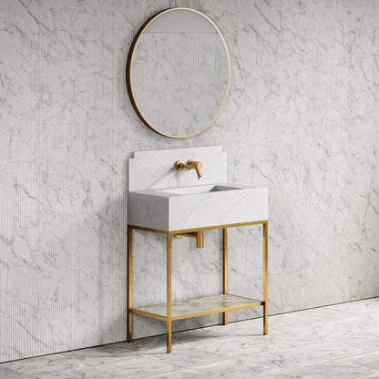 Belgravia Brushed Gold & Carrara Marble Vanity Unit 800mm