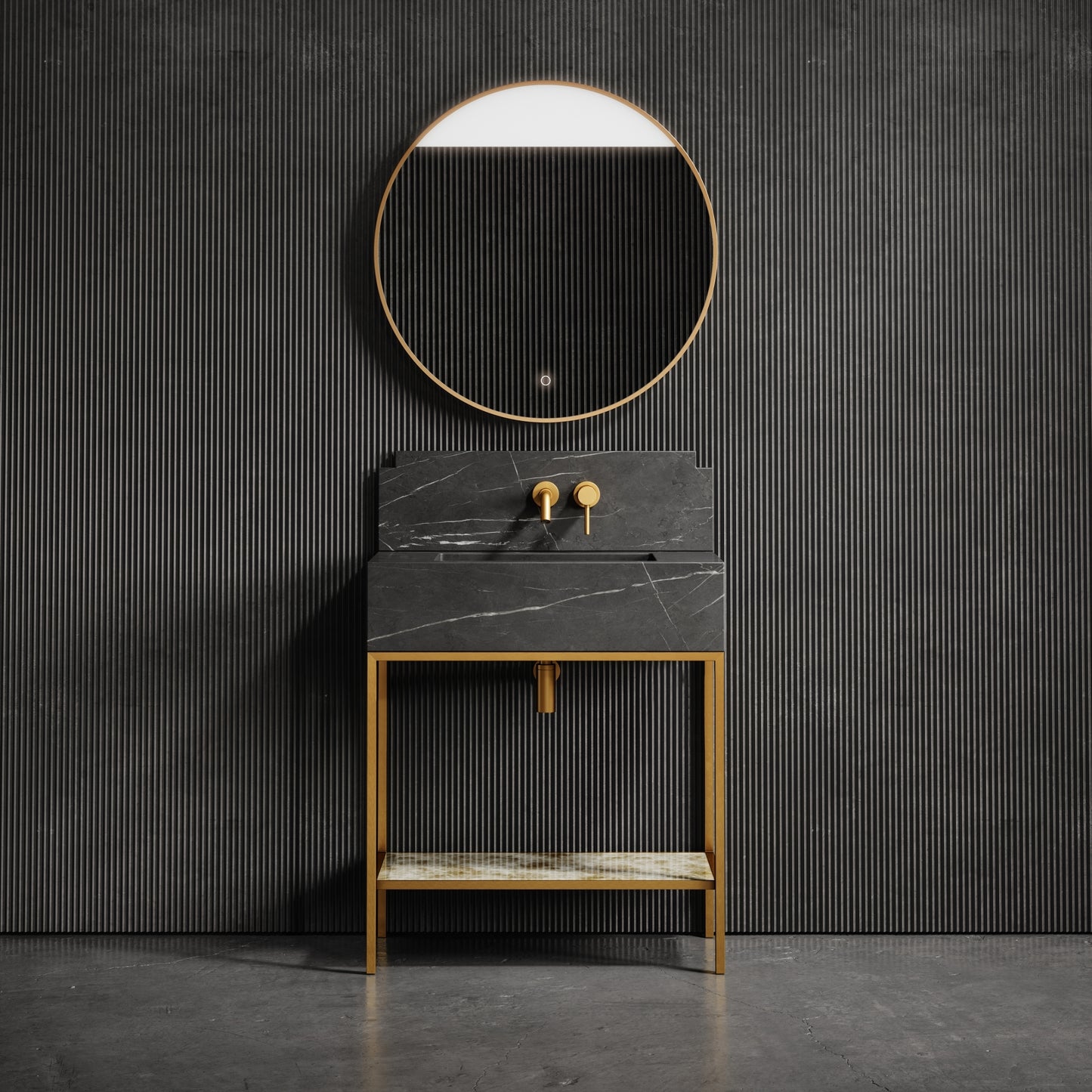 Belgravia Brushed Gold & Pietra Grey Marble Vanity Unit 800mm