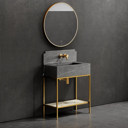 Belgravia Brushed Gold & Pietra Grey Marble Vanity Unit 800mm