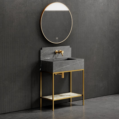 Belgravia Brushed Gold & Pietra Grey Marble Vanity Unit 800mm