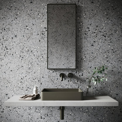 Bellazza Anthracite Terrazzo Porcelain Wall or Floor Tile 600 x 600mm