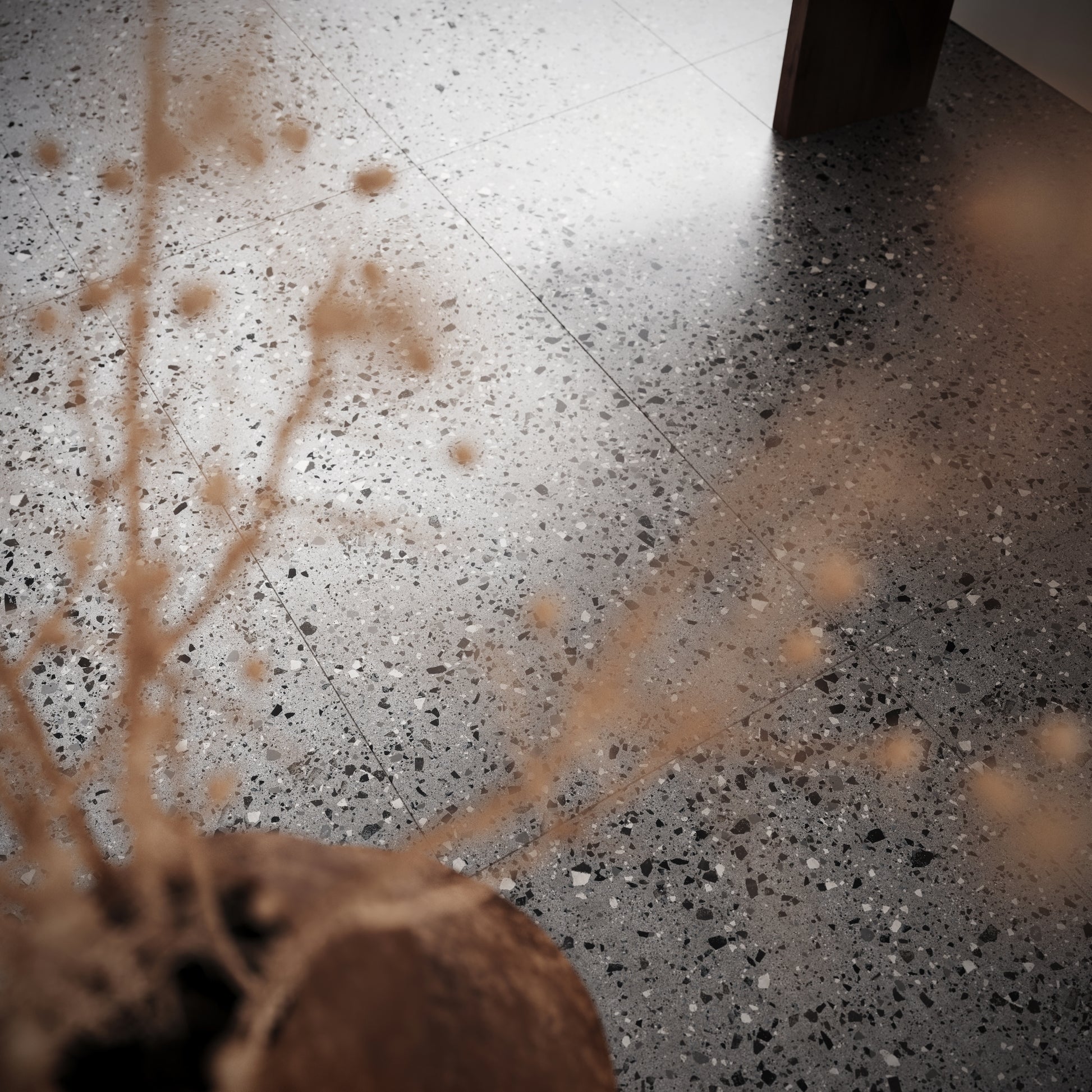 Bellazza Anthracite Terrazzo Porcelain Wall or Floor Tile 600 x 600mm