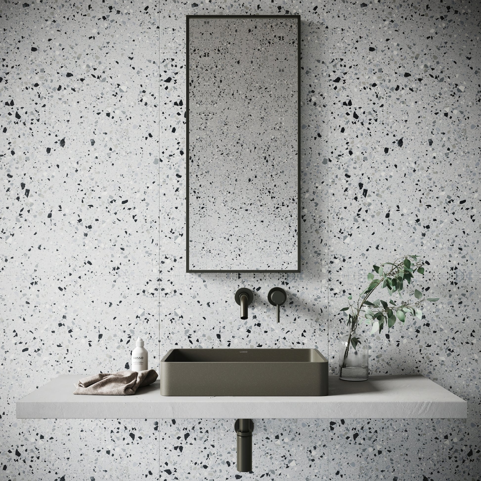 Bellazza Grey Terrazzo Porcelain Wall or Floor Tile 1200 x 600mm