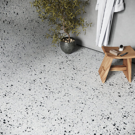 Bellazza Grey Terrazzo Porcelain Wall or Floor Tile 1200 x 600mm