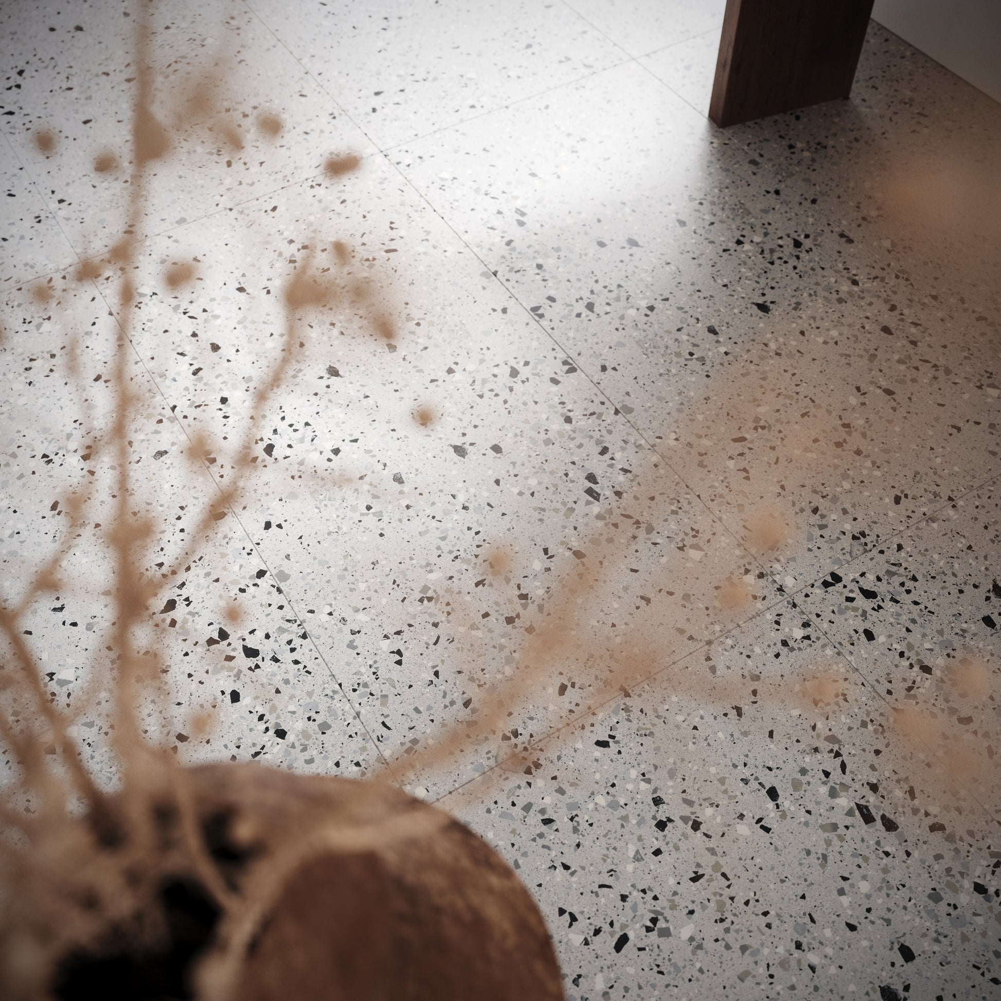Bellazza Grey Terrazzo Porcelain Wall or Floor Tile 600 x 600mm