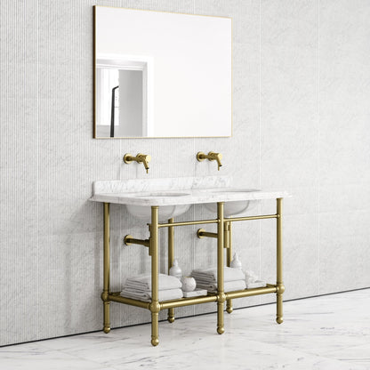 Belmont Traditional Brushed Gold Vanity Unit with Carrara Marble Countertop 1200mm