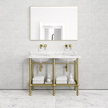 Belmont Traditional Brushed Gold Vanity Unit with Carrara Marble Countertop 1200mm