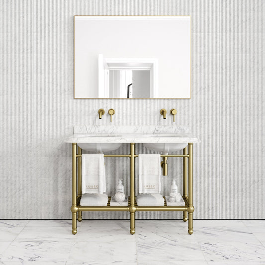 Belmont Traditional Brushed Gold Vanity Unit with Carrara Marble Countertop 1200mm