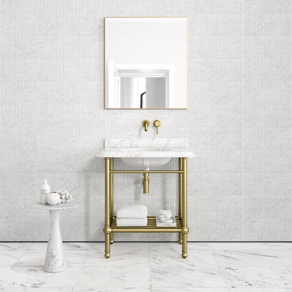 Belmont Traditional Brushed Gold Vanity Unit with Carrara Marble Countertop 800mm