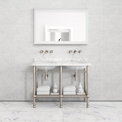Belmont Traditional Polished Nickel Vanity Unit with Carrara Marble Countertop 1200mm
