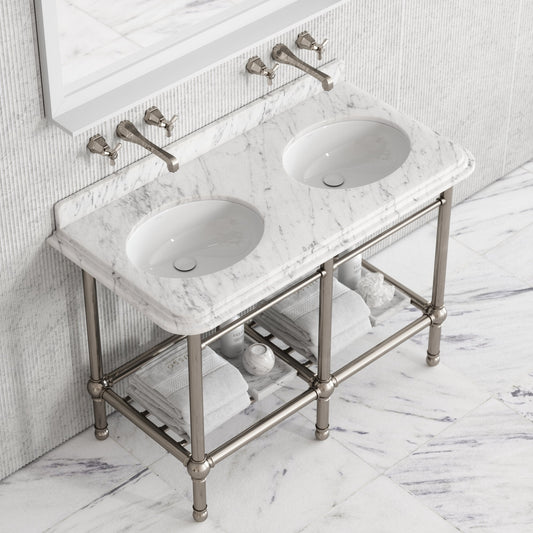 Belmont Traditional Polished Nickel Vanity Unit with Carrara Marble Countertop 1200mm
