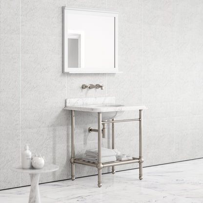 Belmont Traditional Polished Nickel Vanity Unit with Carrara Marble Countertop 800mm