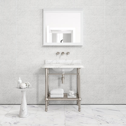 Belmont Traditional Polished Nickel Vanity Unit with Carrara Marble Countertop 800mm